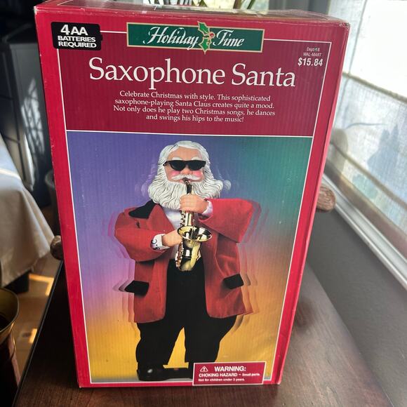 Vintage Sax Playing Santa Claus with original box Christmas pow veterans - Picture 1 of 7
